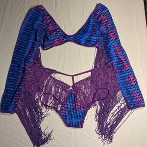Bodyshotz Purple Fringe Colorful Fringe Two-Piece Set